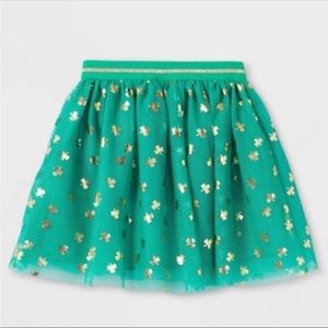 Cat and Jack Kids Green St. Patrick Day Tutú- NWT Gold shimmer shamrocks.
